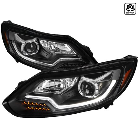 Spec-D Tuning 12-14 Ford Focus Projector Headlights Black Housing Clear Lens 2LHP-FOC12JM-SQ-OZ